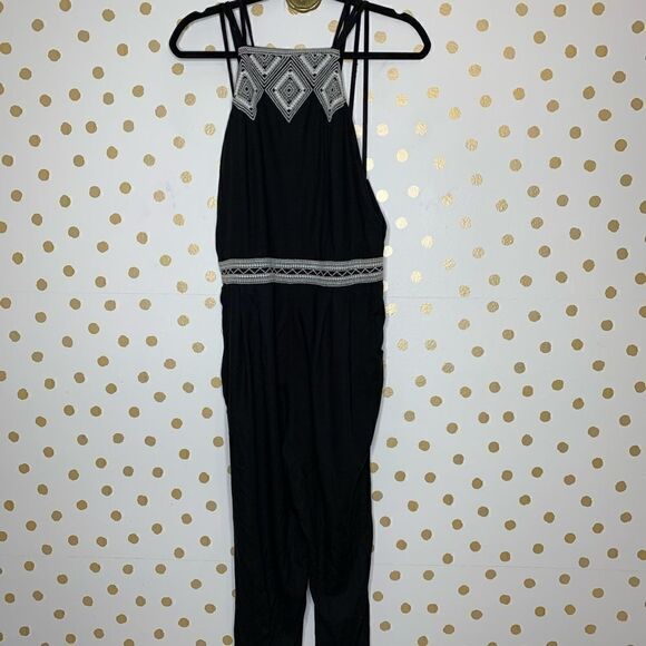 Abercrombie & Fitch Embroidered Black Jumpsuit M - Picture 1 of 8